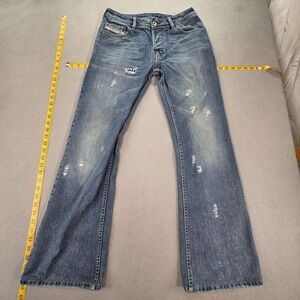 Diesel Zathan Jeans Mens 30x32 Blue Med Wash Slim Bootcut Distressed 0071J